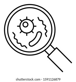 Bacteria Micro View Concept, Germs with Magnifying Glass Vector Icon Design