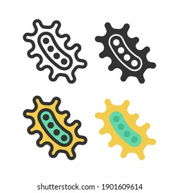 Bacteria, microbe, virus outline vector icon set. Microscopic bacterium and bacillus collection, isolated on white background