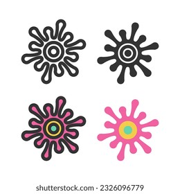 Bacteria, microbe, virus outline vector icon set