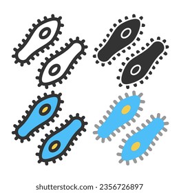 Bacteria, microbe, virus outline vector icon set