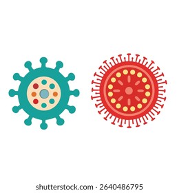 Bacteria, microbe, virus outline vector icon set