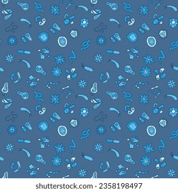 Bacteria y microbios concepto de azul de color vectorial Patrón o fondo sin foco 