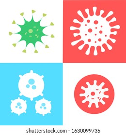 Bacteria, Microbes and Viruses Icons Set, sign and symbols in flat design health with elements for mobile concepts and web apps. Collection modern infographic logo and pictogram. Coronavirus Vector.