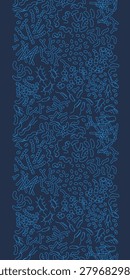Bacteria microbiology seamless border pattern with diverse microbe forms for medical, science and education use, Vector Illustration, editable stroke weight, blue and white line art background.