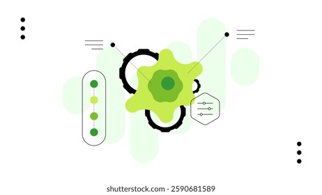 Bacteria modification. Biotech and bioengineering. Flat illustration. Vector file.