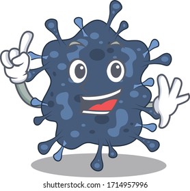 Bacteria neisseria mascot character design with one finger gesture