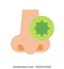 Ilustración de icono plano simple de nariz de bacterias