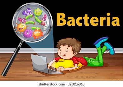Bacteria on computer laptop illustration