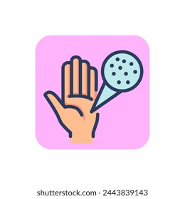 Bakterien auf den Händen dünne Linie Symbol. Desinfektion, Berührung, Mikroben-Umrisszeichen. In: Healthcare and virology concept. Vektor-Illustrations-Symbolelement für Webdesign und Apps