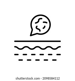 Bacteria on Skin Line Icon. Skin Layer with Microbes Flora Linear Pictogram. Microorganisms on Structure of Dermis Outline Icon. Editable Stroke. Isolated Vector Illustration.