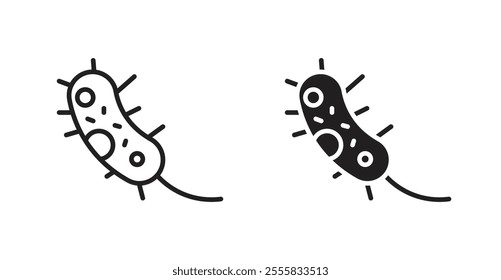 Bacteria outlined and solid icon vector collection.