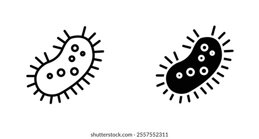 Bacteria outlined and solid icon vector collection.