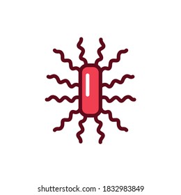 Bacteria peritrichous color line icon. Vector illustration