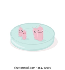 Bacteria in a Petri dish.  Vector illustration.  Can be used in web design, printed on fabric/paper, as a background, or as an element in a composition