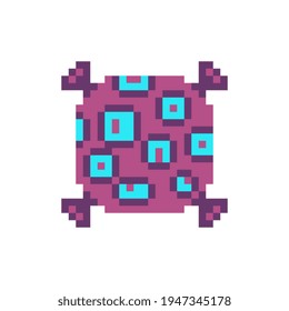 Bacteria pixel art icon. Bacterium or microbe sign. Micro organisms, virus, germs and bacilli. Medicine infection symbol. Observation in the microscope.  Isolated vector illustration. Design for logo.