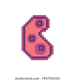 Bacteria pixel art icon. Bacterium or microbe sign. Micro organisms, virus, germs and bacilli. Medicine infection symbol. Observation in the microscope.  Isolated vector illustration. Design for logo.