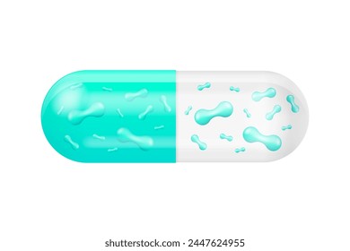 Bacteria Probiotics. Prebiotic, Lactobacillus and Bifidobacterium. Healthy food ingredient in tablet form. Vector illustration.