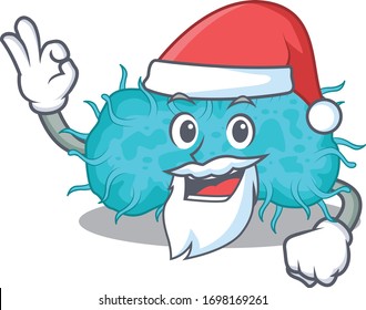 bacteria prokaryote Santa cartoon character with cute ok finger