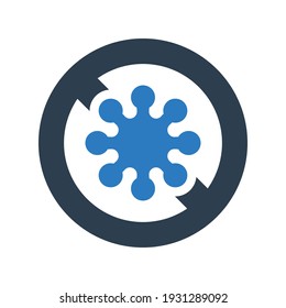 Icono de protección bacteriana.bug,corona (ilustración vectorial)