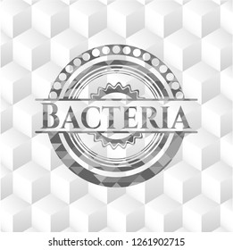Bacteria realistic grey emblem with cube white background