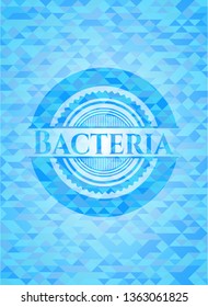 Bacteria realistic light blue emblem. Mosaic background