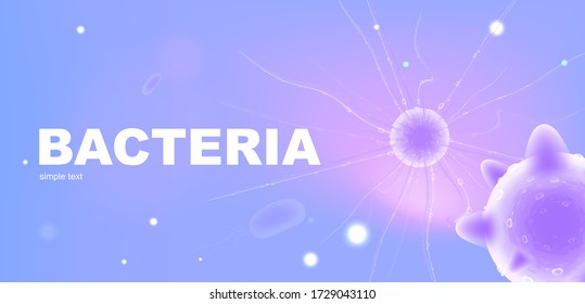 Bacteria realistic vector banner template. Bacteriology research. Infection pathogen 3d mock up design. Bacteria cell. Microbiology advertisement horizontal printable flyer, brochure with text space