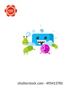 Bacteria Running from Soap Vector Icon