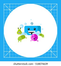 Bacteria Running from Soap Vector Icon