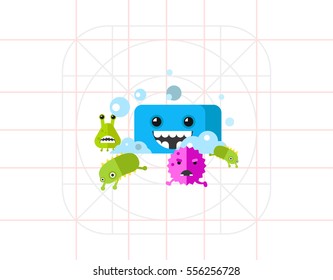 Bacteria Running from Soap Vector Icon