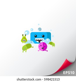 Bacteria Running from Soap Vector Icon