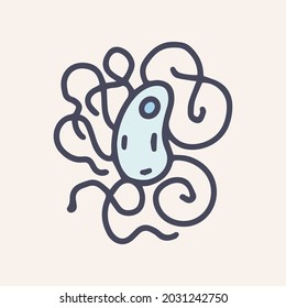 Bacteria Salmonella color vectorial doodal diseño de iconos