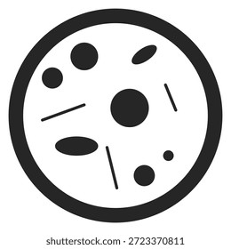 Bacteria sample in magnify glass black icon. Microbiology logo