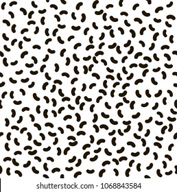 Bacteria seamless pattern. Black and white bean shape organic live forms. Organism colony view in a microscope. Helminth worms group.