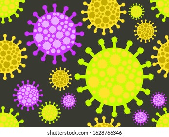 Bacteria seamless pattern. Coronavirus 2019-nCoV, middle east respiratory syndrome .Vector illustration