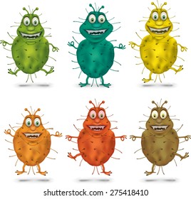 Bacteria Set. Vector illustration. Isolated on white background