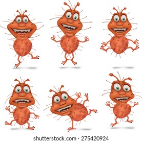 Bacteria Set. Vector illustration. Isolated on white background