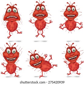 Bacteria Set. Vector illustration. Isolated on white background