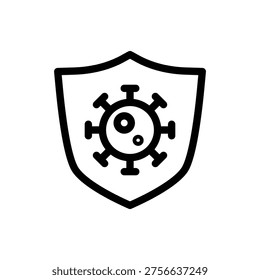 bacteria and shield symbol of bacteria protection outline icon vector design good for web or mobile app