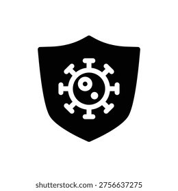 bacteria and shield symbol of bacteria protection solid icon vector design good for web or mobile app