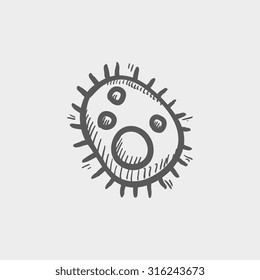 Bacteria sketch icon for web, mobile and infographics. Hand drawn vector dark grey icon isolated on light grey background.
