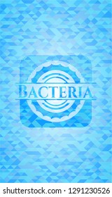 Bacteria sky blue emblem with triangle mosaic background