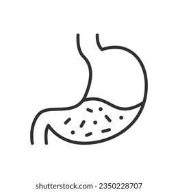 Bacteria in the stomach, linear icon. Intestinal microflora. Line with editable stroke