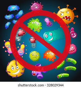Bacteria and stop sign illustration