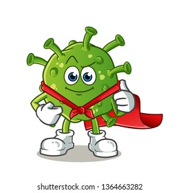 bacteria super hero mascot vector cartoon illustration