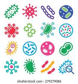 Bacteria, Superbug, Virus Icons Set - Disease Concept