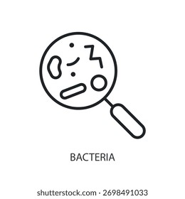 Ícones de linha fina de bactérias. Ilustração vetorial original.