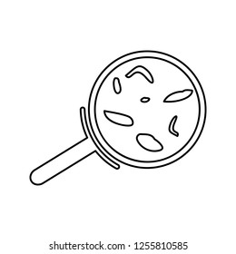 bacteria under a magnifying glass icon. Element of cyber security for mobile concept and web apps icon. Thin line icon for website design and development, app development
