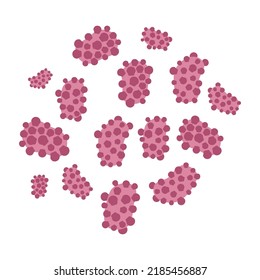 Bacteria under the microscope. Medical research of microbes. Biochemistry and analysis concept. Vector illustration.