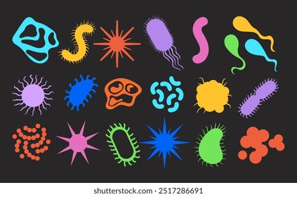 Bacteria various microbe coronavirus isolated set. Vector flat graphic design isolated illustration