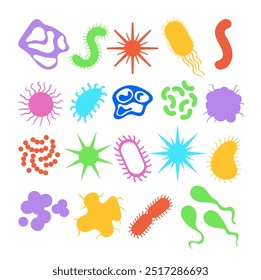 Bacteria various microbe coronavirus isolated set. Vector flat graphic design isolated illustration